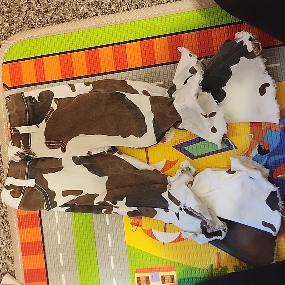 Cow print jeans